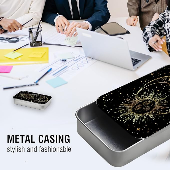 Portable Dental Floss Case, Refillable Cute Travel Floss Dispenser for Men & Women, Pocket Travel Floss Picks Case for Purse, Backpack, Bag Tarot Moon and Sun