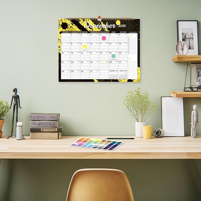 2025-2026 Wall Calendar, Calendar 2025-2026, 18 Month Calendar July 2025 - December 2026, 14.8" X 11.5", Calendar with Twin-Wire Binding, Hanging Hook and Julian Dates (Colorful Ink)