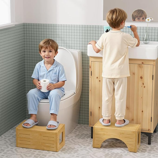 AmazerBath Toilet Stool for Toddler Potty Training, Non-Slip Baby & Kids Potty Step Stool for Bathroom Sink, Kitchen Counter, Bedroom, Closet, 7"