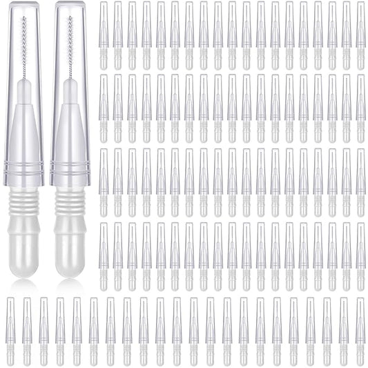 BBTO 100 Pcs Braces Dental Brush Flosser for Cleaner Interdental Brush Toothpick Tooth Flossing Head Oral Dental Toothpick Cleaners Cleaning Tool(White)