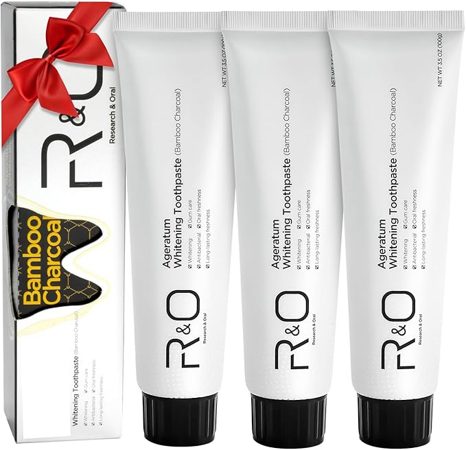 R&O Ageratum Whitening Toothpaste with Bamboo Charcoal, 3.53 oz - Great for Teeth Whitening, Reduces Plaque, Removes Stubborn Stains, Promotes Oral Health, Long - Lasting Fresh Breath (3)
