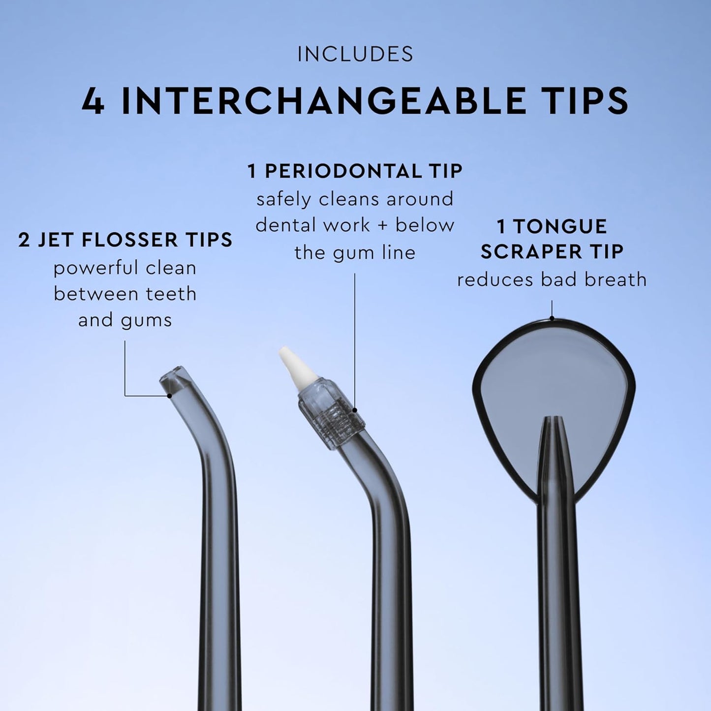 Moon Cordless Water Flosser for Teeth Cleaning, Plaque Removal & Gum Health - Water Pick with Gentle or Deep Clean Mode, 4 Interchangeable Tips & 8 Week Charge - Safe for Braces (1 Count)