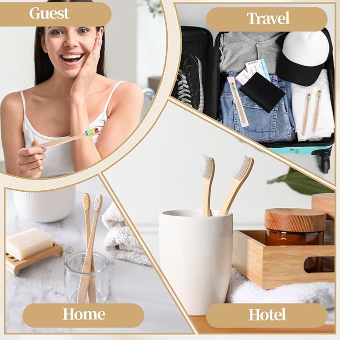 120PCS Bamboo Toothbrushes, Prepasted Disposable Toothbrush, Bulk Soft Bristle Toothbrushes for AdultsTravel Family Hotel Use and Homeless Gift, Individually Wrapped, 12 Color