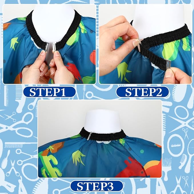 FEBSNOW Kids Hair Cutting Cape, Professional Barber Cape Cartoon Pattern Apron with Adjustable Closure for Children Salon Barber Supplies for Kids 55 x 39 Inches