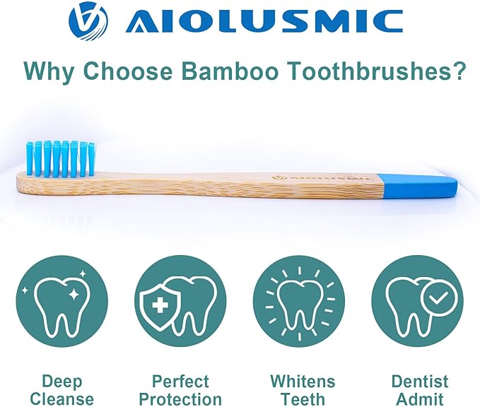 Kids Bamboo Toothbrushes 5 Pack, Children's Toothbrush Soft Bristles Eco Friendly Biodegradable Wooden Handle Tooth Brush