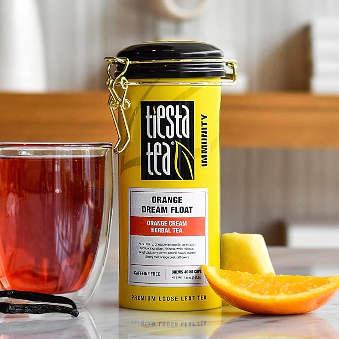 Tiesta Tea - Orange Dream Float Tea, Loose Leaf, Orange Cream Herbal Tea, Premium Caffeine-Free Tea Blend, Make Hot or Iced & Up to 50 Cups, 5 oz Refillable Tin