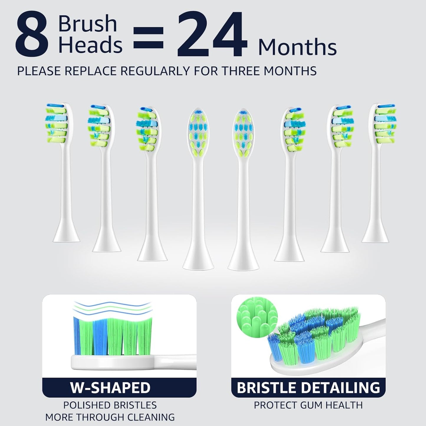 7AM2M Sonic Electric Toothbrush, High Power Rechargeable Toothbrushes, with 8 Brush Heads for Adults and Kids, 15 Adjustable Modes, Built-in 2-Minute Smart Timer, 4 Hours Fast Charge(White)