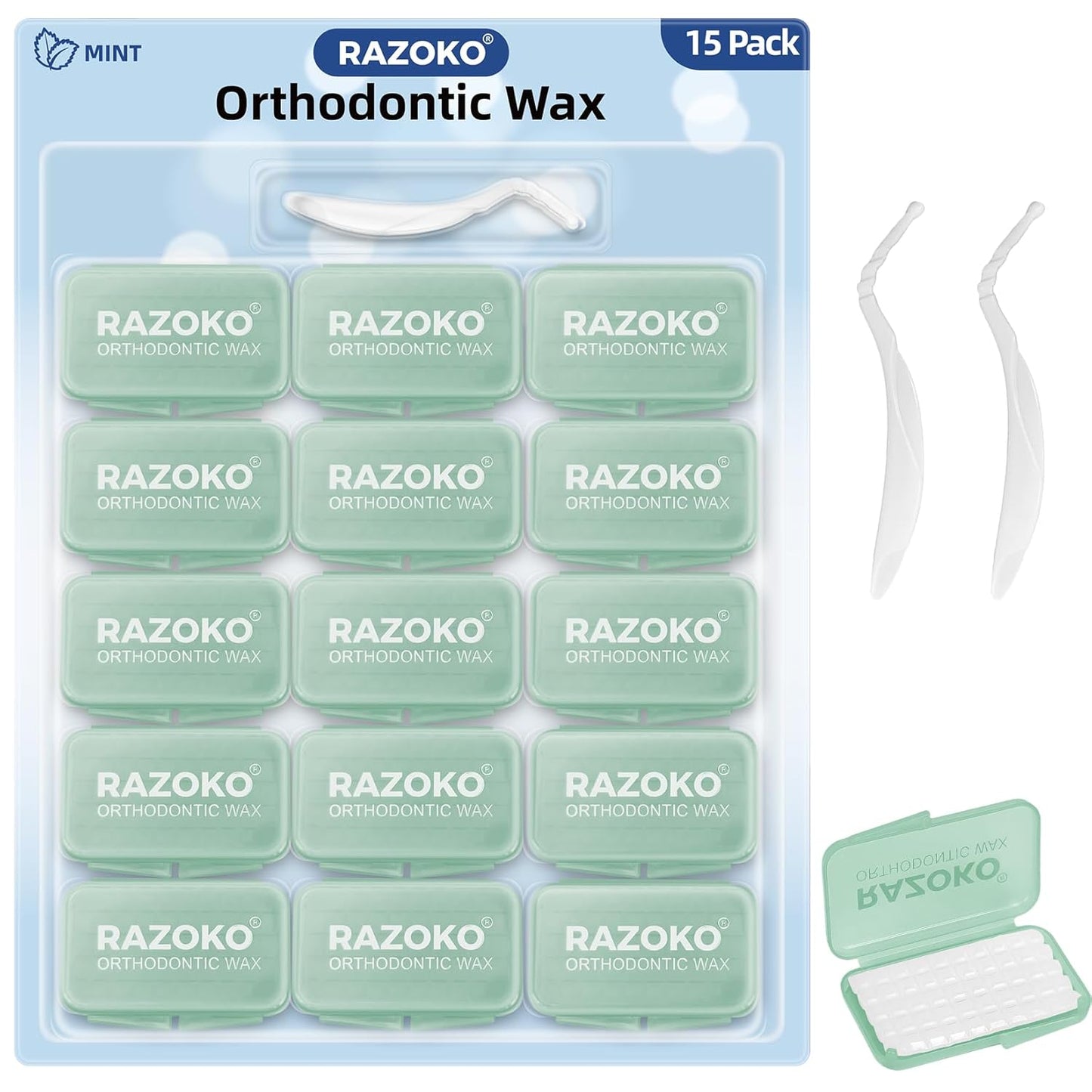 RAZOKO Orthodontic Wax for Braces Aligners Dental Wax Food Grade Orthodontic Wax Strips Precut Wax Dots