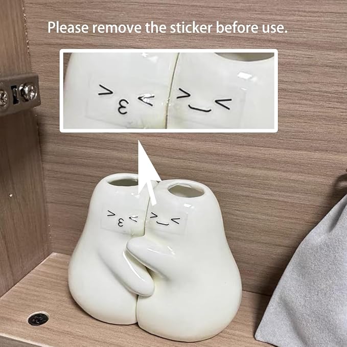 Ceramic Toothbrush Holder for Bathroom, Set of 2 Cute Tooth Brush Holders Pencil Holder for Bathroom Countertop Home Office Table Decor