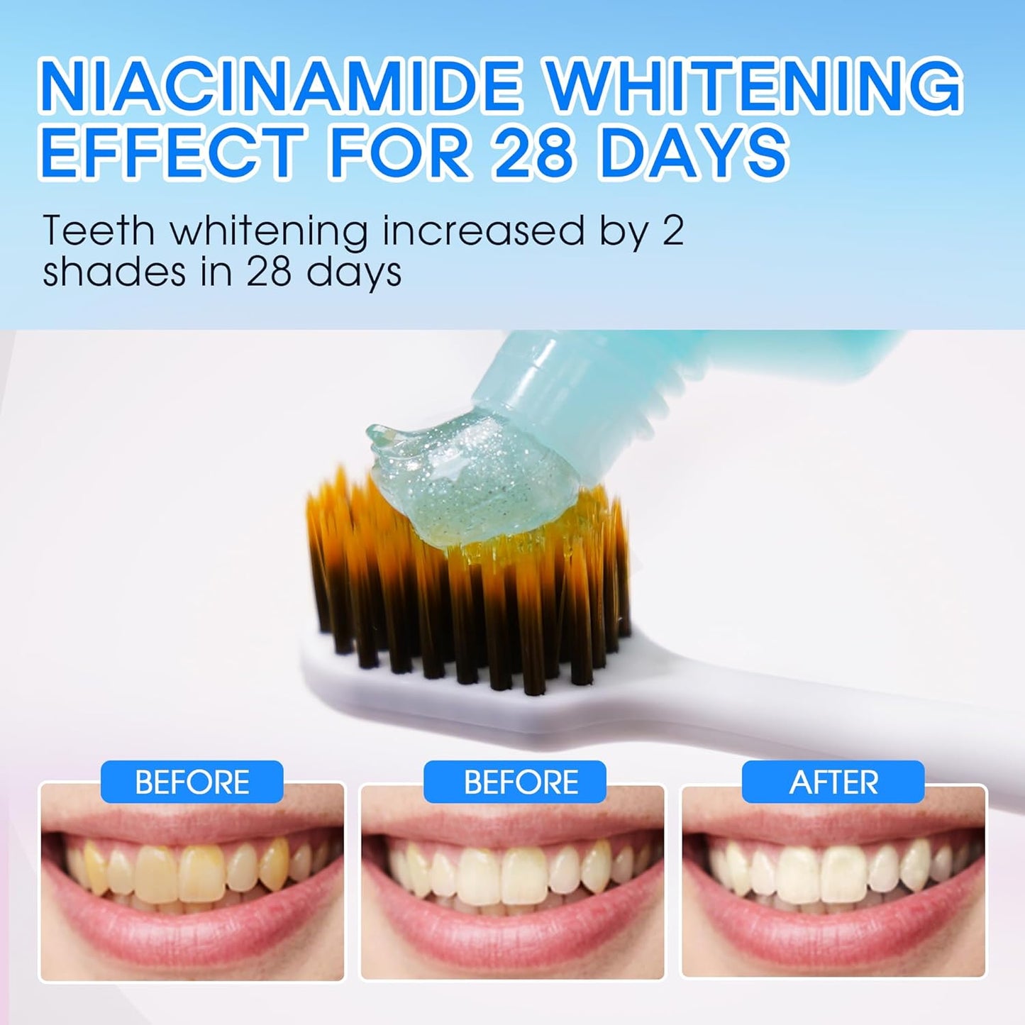 Hotluck Niacinamide Whitening Toothpaste - Brightening, Stain Removal, Freshening Breath - Deep Gentle Cleaning Tooth Paste, Boosting Gum Health, Mint & Peach 3.53oz (Pack of 4)