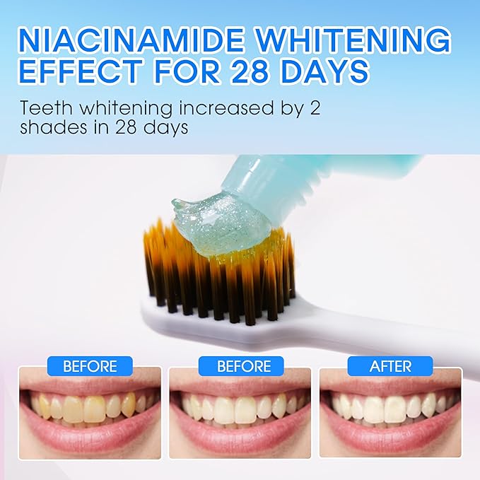 Hotluck Niacinamide Whitening Toothpaste - Brightening, Stain Removal, Freshening Breath - Deep Gentle Cleaning Tooth Paste, Boosting Gum Health, Mint & Peach 3.53oz