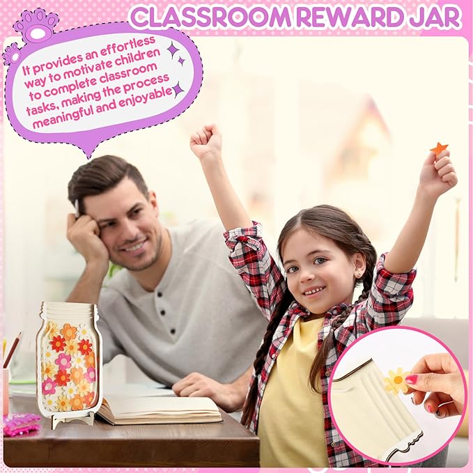 2 Pack Reward Jar for Kids Star and Flowers Reward Jar Magnetic Reward Jar for Classroom Toddlers Potty Training Reward Home Kids Incentive Good Home Training for Boys Girls,Star+Flowers