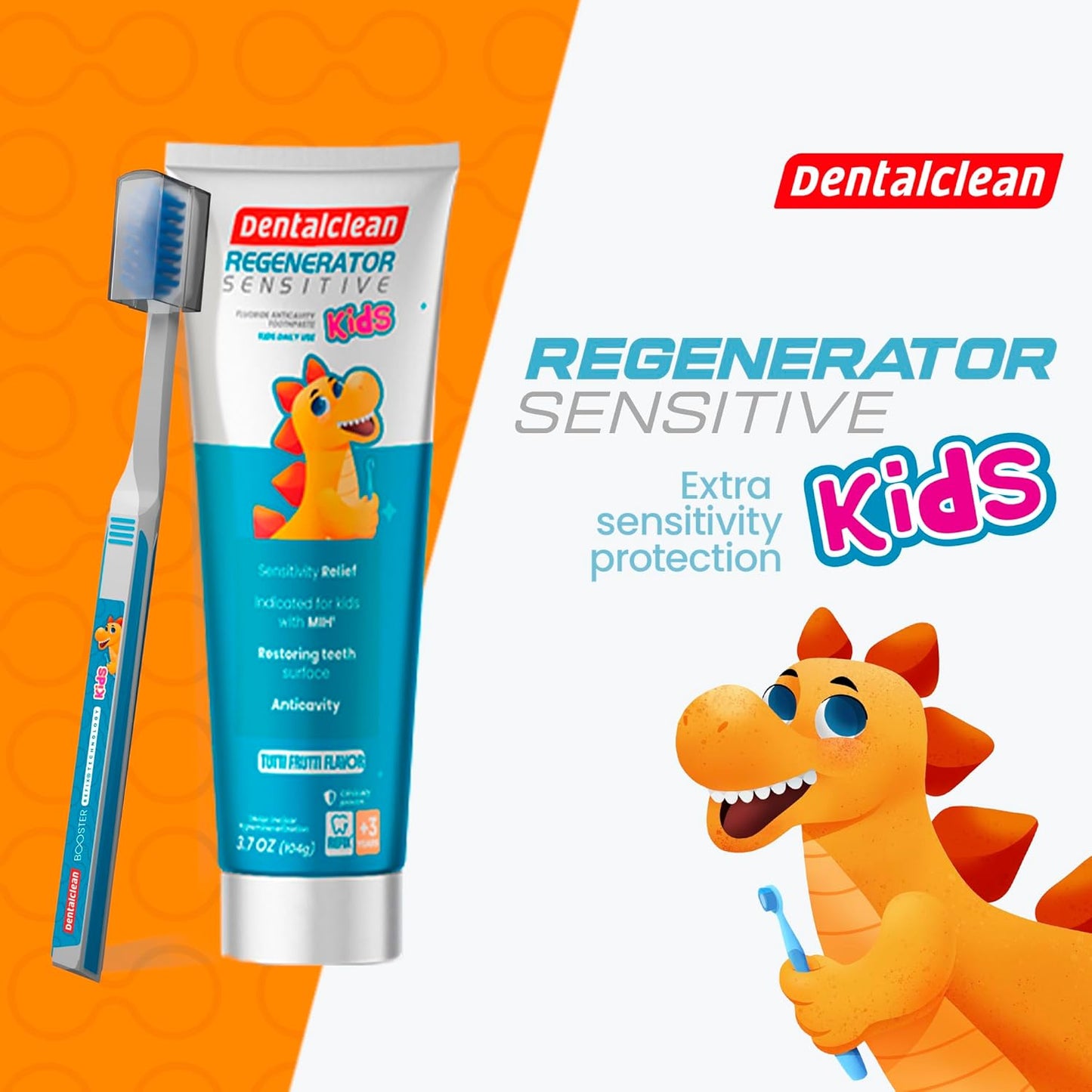 Pack of 3 Gel Toothpastes for Children with MIH - Molar Incisor Hypomineralization - Tutti-Frutti Natural, Enamel Regeneration and Sensitivity Relief, 3.7 oz 104g