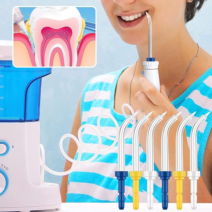 Flosser Replacement Tips for Waterpik Periodontal Tips Dental Water Flosser Tips Replacement Tips for Waterpik Water Flossers (Like WP-100) and Other Brand Oral Irrigators（6 Periodontal Tips）