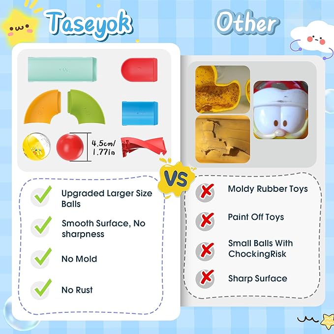 Toddler Bath Toys for Kids, DIY Bathtub Toys with Suction Cups, Fun Baby Shower Toys with Slide Track Birthday Gift for 2 3 4 5 6 Yeas Old Boys and Girls Bath Time