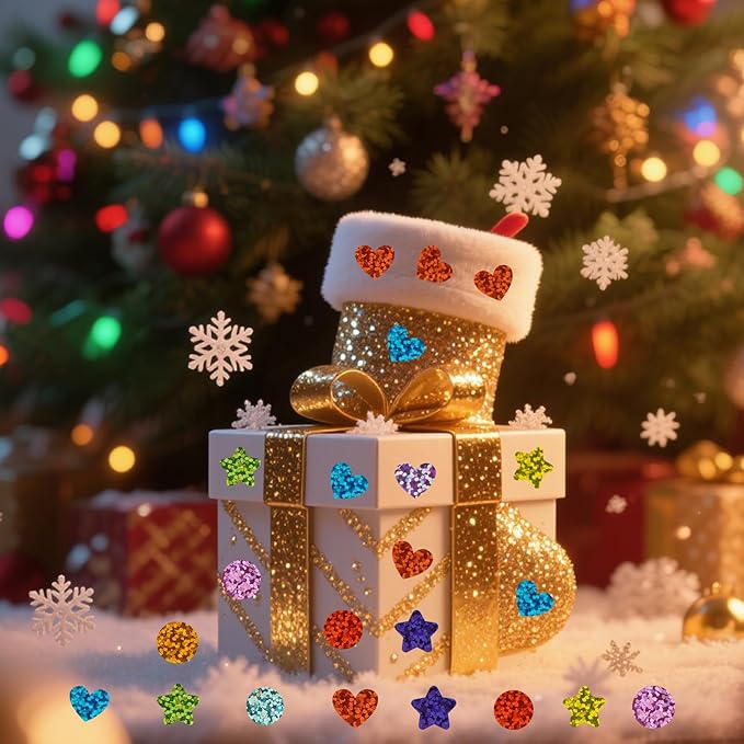 Holographic Star and Heart Stickers for Kids, 2160 Pieces, Rainbow Colors, Kids Reward and Decoration for School Classroom Student Teacher Supplies and Gift Envelope DIY