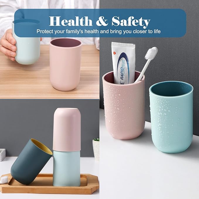 8PCS Bathroom Cups, 330ml Unbreakable Plastic Toothbrush Holder Cup Reusable Dishwasher Safe Bathroom Tumblers Toothpaste Holder, Drinking Mouthwash Cup Portable for Family Travel Camping