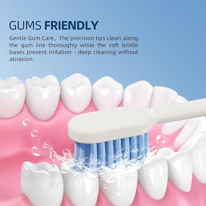 8-Pack Classic Manual Toothbrush Set, Extra Soft Activated-Charcoal Tapered Bristles, Eco-Friendly Biodegradable Handle with Travel Cap, Dentist-Recommended for Adults, 4 Colors