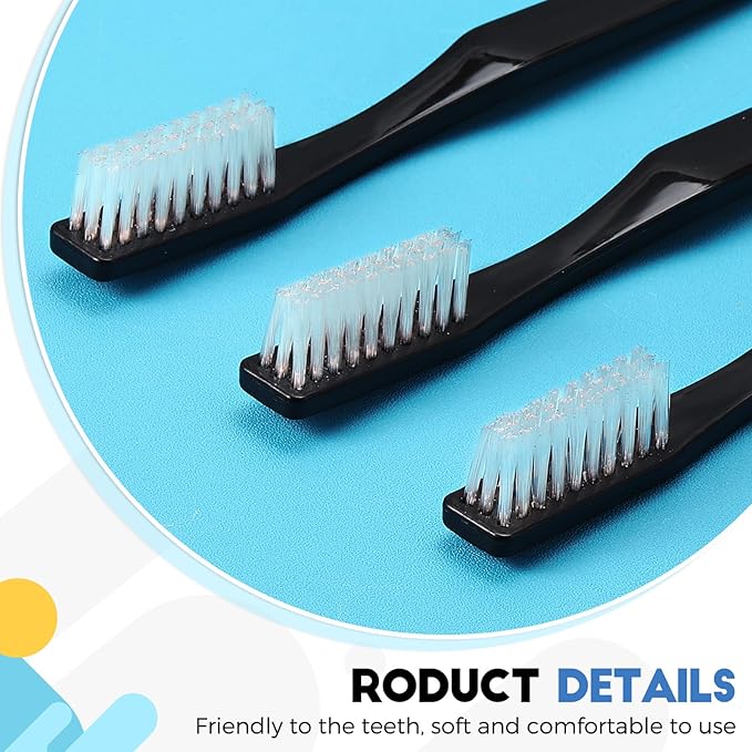 CHENGU 200 Pack Individually Wrapped Disposable Toothbrush Bulk Single Use Toothbrush with Soft Bristle for Women Men Adult Hotels Guest Travel Donation(Black)