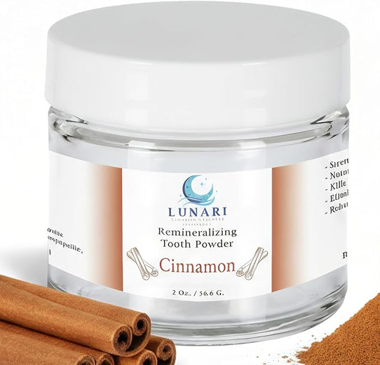 Remineralizing Cinnamon Nano-Hydroxyapatite Tooth Powder- Sensitive Teeth, Natural Fluoride-Free Whitening Toothpaste w/Bentonite Clay, Calcium Carbonate, Essential Oils, Vegan,Made in USA (Cinnamon)
