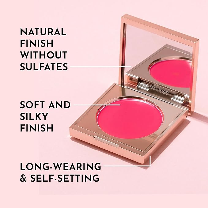 LAWLESS Pinch My Cheeks Soft-Blur Cream Blush - Cherry Pie - Premium Blush with Natural Ingredients to Re-Energize and Protect the Skin While Imparting a Soft, Cloudy Finish - 0.18 oz