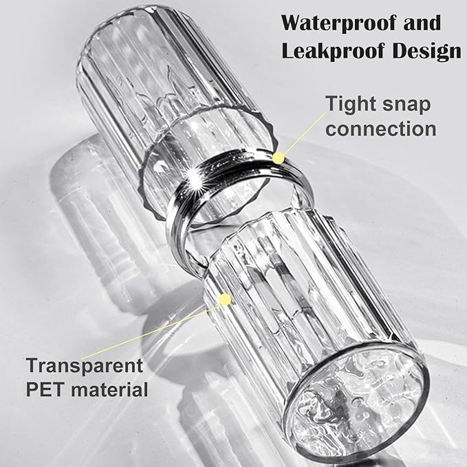 Travel Toothbrush Holders, 2-in-1 Multifunction Dustproof Portable Toothbrush Cup & Toothpaste Storage Container, Toothbrush Case for Traveling Bathroom Camping Business Trip School (Clear)