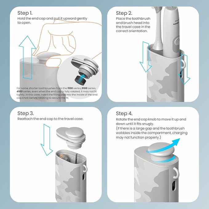 CoolSmile Charging Travel Case Compatible with Philips Sonicare Electric Toothbrushes, Fits Philip Sonicare 1100/3100/ 4100/4300/ 4500/5100/ 5300/6000/ 6100/6300/ 7000 series, Grey