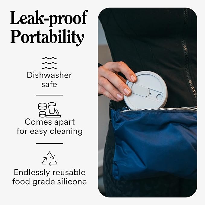 STOJO Collapsible Travel Cup - Reusable To-Go Pocket Size Silicone Bottle for Hot and Cold Drinks - Perfect for Camping - Microwave & Dishwasher Safe (Translucent Lilac, 16 Ounce (Pack of 1))