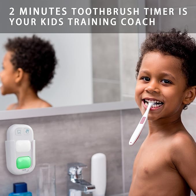 Timer for Kids,2 Minutes Teeth Brush Timer,20 Seconds Bathroom Hand Washing Timer, Color Indicator Light Stick on Bathroom Timer for Children Training Coach（2 Packs）