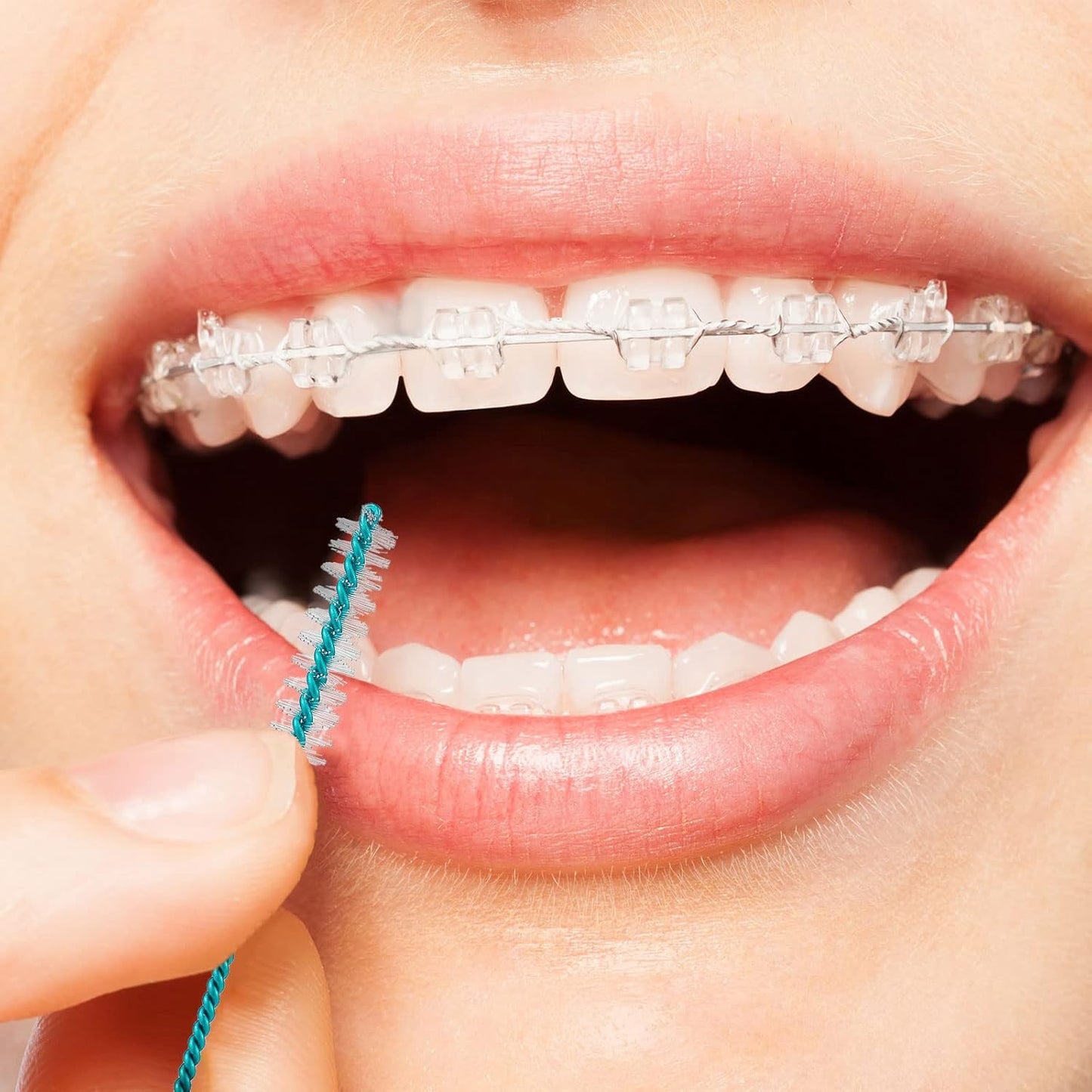 Interdental Brush Soft Dental Picks Tooth Floss Interdental Brush Betweens Refills White Refills for Tooth Cleaning(Tight,60 Pieces)