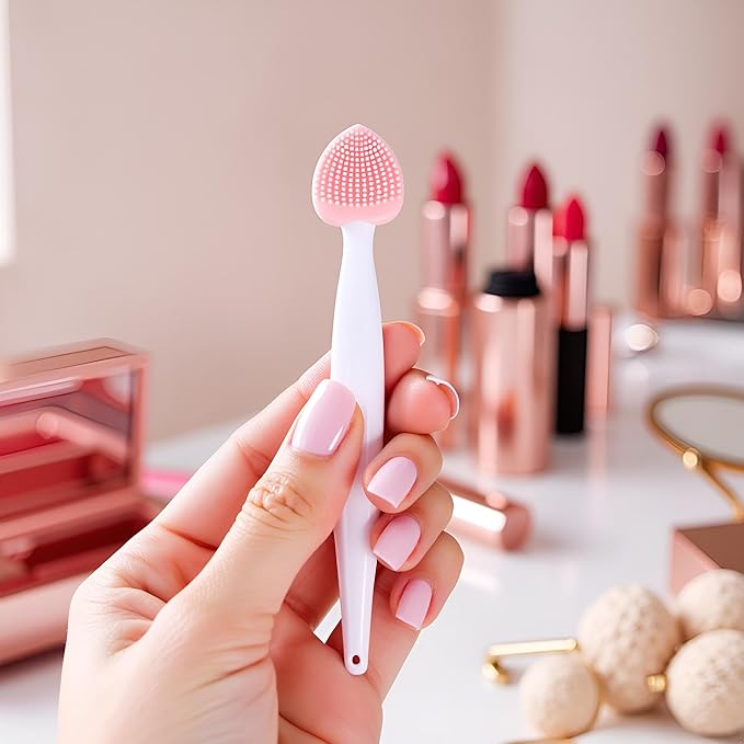 3Pcs Multicolor Lip Scrub Brush,Lip Exfoliator Brush,Silicone Lip Scrubber Exfoliator Tool, Double-Makeup Brushes and Tools,Sided Mini Silicone Brush Lip Lightening for Dark Lips,Remove Dead Skin