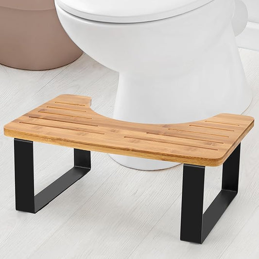 Bathroom Stool,Bamboo Toilet for Bathroom,Toilet Stools,Potty for Pooping,Poop Stool,Toilet Step Toddler,Portable Squatting Pan with Dual Anti Slip Design,Stain,Scratch,CrackProof(Brown)