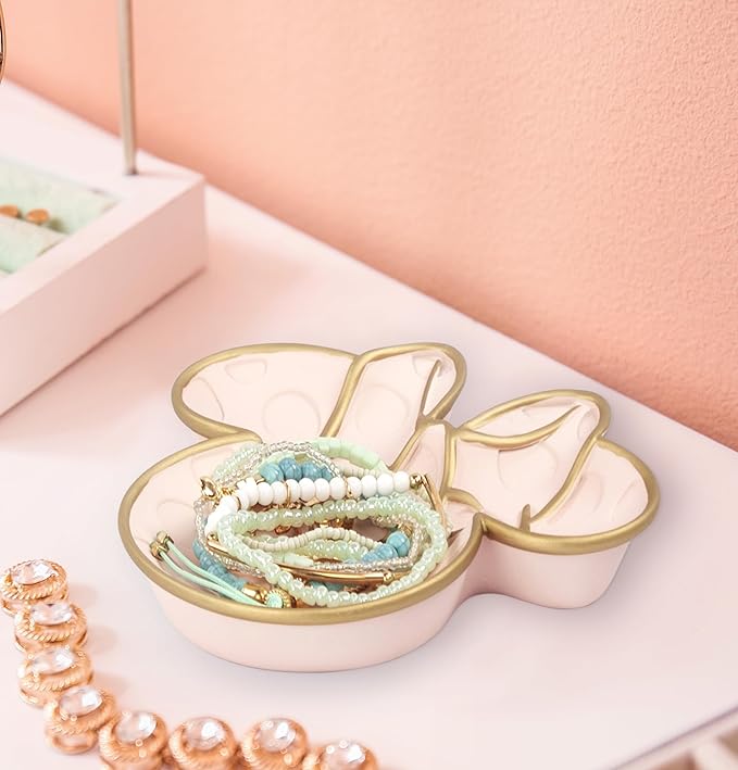 Jay Franco Disney Minnie Mouse Bathroom Accessories - 2 Piece Pink Resin Bathroom Décor and Storage Set Includes Toothbrush Holder and Soap Dish Set