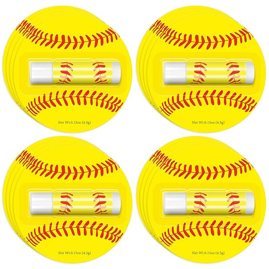12Pack Softball Lip Balm for softball theme party Bulk Gifts,Beeswax Moisturizing Lip balm,Vanilla Flavor Plumping Chapstick for softball Team Girls kids Men Women Sports Lovers