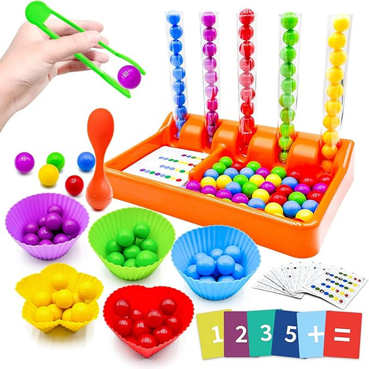 Counting and Color Sorting Toys Set, Fine Motor Skills, Preschool Learning Toys Color Recognition and Math Learning Games, Educational Toy Gift for Kids Age 3 4 5 6Year Old Boys Girls