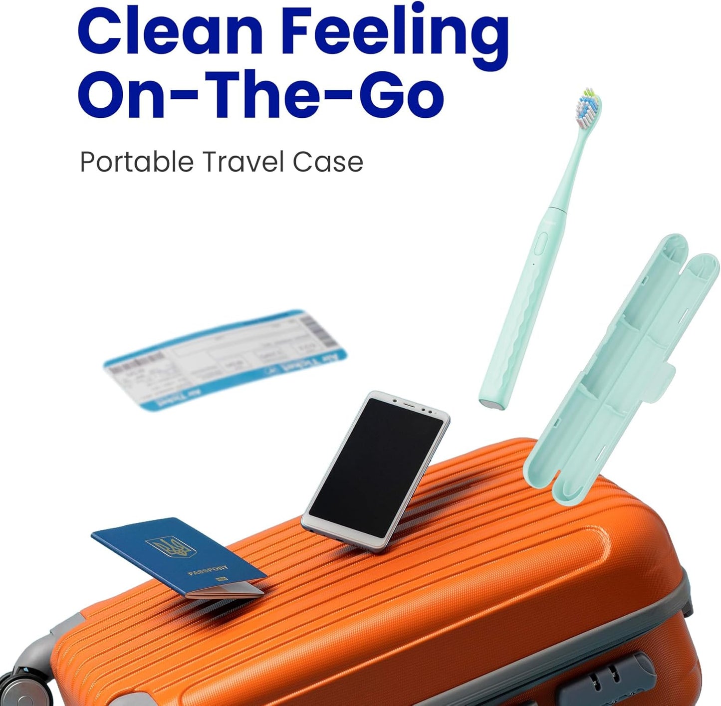 7AM2M Sonic Electric Toothbrush for Adults & Kids, with Travel Case&2 Brush Heads, 1 Charge for 90 Days, Type-C Rechargeable Sonic Toothbrush, Compact Design for Daily/Travel Use - Mint