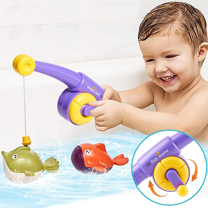 Bath Toys,Bathtub Toy with Shower,Fishing Game for Toddlers, Suction Cup Bath Toys, Bathtub Toys Ball Slide Track for Toddles and Babies, Christmas Birthday Gift for Boys Girls