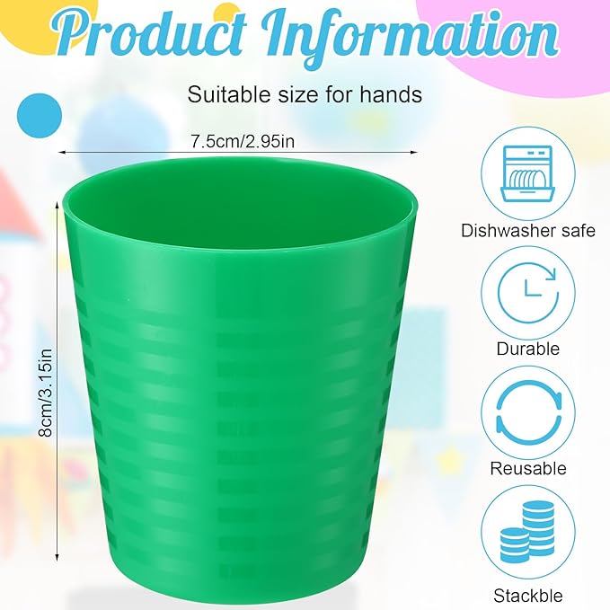 Eccliy 36pcs 8 oz Christmas Cups Unbreakable Plastic Stackable Juice Reusable Tumblers Bulk Plastic Drinking Cups for Kid Toddlers Baby Kid, Dishwasher Safe(Classic Color)