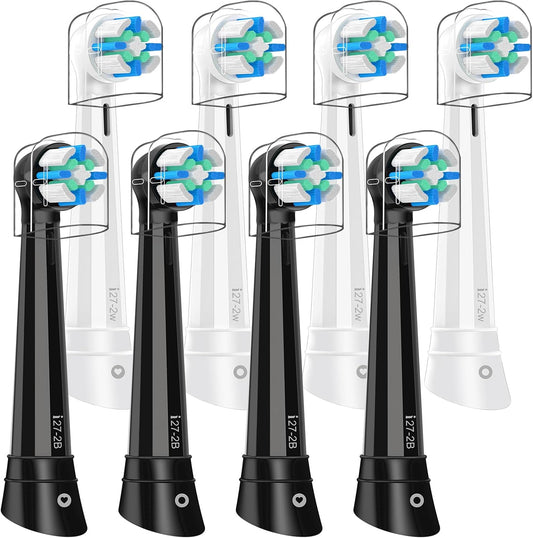 8 PCS IO Replacement Heads Compatible with Oral b IO 2/3/4/5/6/7/8/9/10 Series Electric Toothbrush, Brush Heads Refills Compatible with Oral B IO (Black/White)