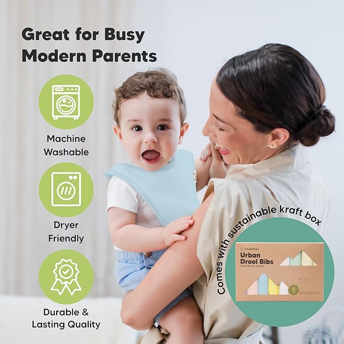 8-Pack Organic Baby Bibs for Boys, Girls - Soft Cotton Drooling and Teething Bibs for Baby Girl & Boy, Extra Absorbent, Easy To Clean & Put On for Toddler, Newborn, Infant 0-24 Months (Dawn)