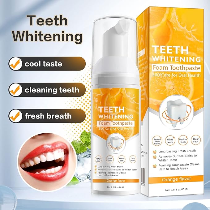 Teeth Whitening Toothpaste with Fluoride, Mousse Foam Toothpaste, 2 Pack Foam Toothpaste for U-Shape Electric Toothbrush, Oral Care-Toothpaste Replacement Natural Mouth Wash Water