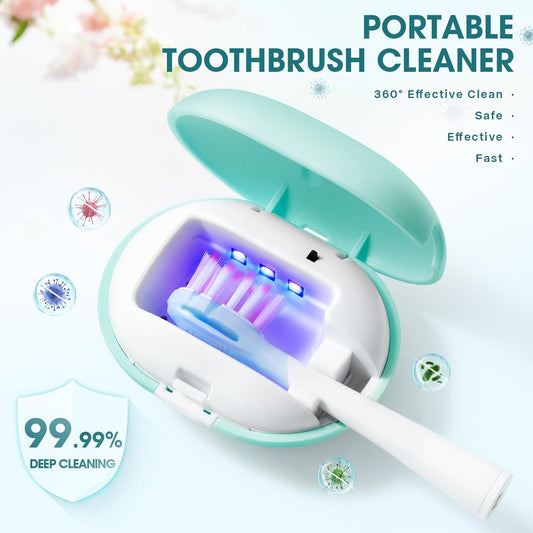 Toothbrush Sterilizer, Toothbrush Travel Containers With Holder, Portable USB Charging Blue Light Toothbrush Cleaner Case (Pale Blue)