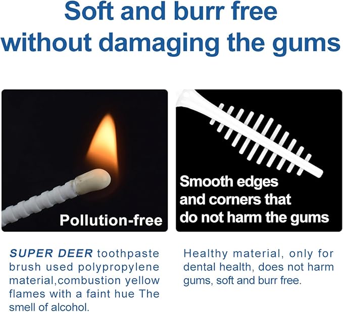 Super Deer 300Count Brushpicks Interdental Toothpicks,Soft Bristle Dental Floss Picks Toothpicks,Helps Removes Plaque and Debris Between Your Teeth (3)