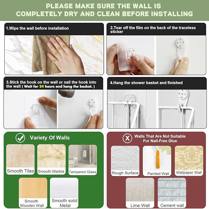 2 Pack Bath Toy Storage Organizer Basket, Large Metal Bathtub Toy Holder, Wall Mounted Hanging Shower Basket, Bath Toy Organizer For Bathtub for Easy Access and Sorting Toys/Clothes/Toiletries