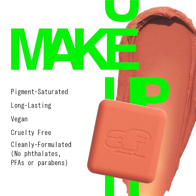 about-face Cheek Freak Blush Balm – Buildable Cream Blush with Hyaluronic Acid & Meadowfoam Seed Oil – Vegan, Cruelty-Free, Clean Beauty – 0.35 oz (Raunchy – Nude Peach)