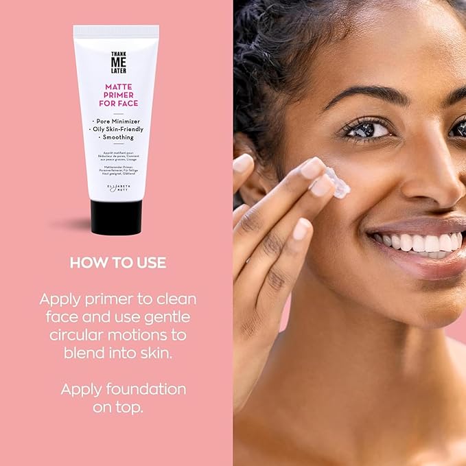 Elizabeth Mott Thank Me Later Face & Eye Primer – Long-Lasting Matte Makeup Base, Pore Minimizer, Oil & Shine Control, Wrinkle Blurring, Crease Prevention, Smooth Finish for All-Day Wear – 10g & 30g