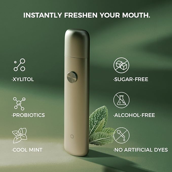 Smart Electric Oral Spray - Probiotic Mouth Spray Fresh Breath, Alcohol Free Breath Spray, Mouth Freshener Spray, Rechargeable, Travel Size, With 4 Flavors Cartridges