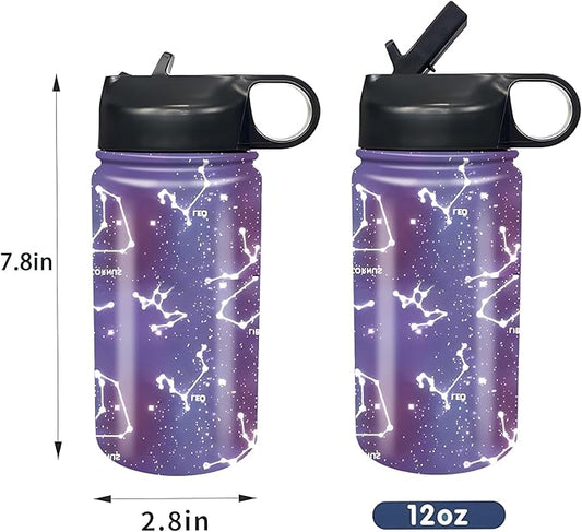 rickyh style Kids Water Bottle with Straw Lid Insulated Stainless Steel Reusable Tumbler Gifts for School, Toddlers, Girls, Boys 14oz