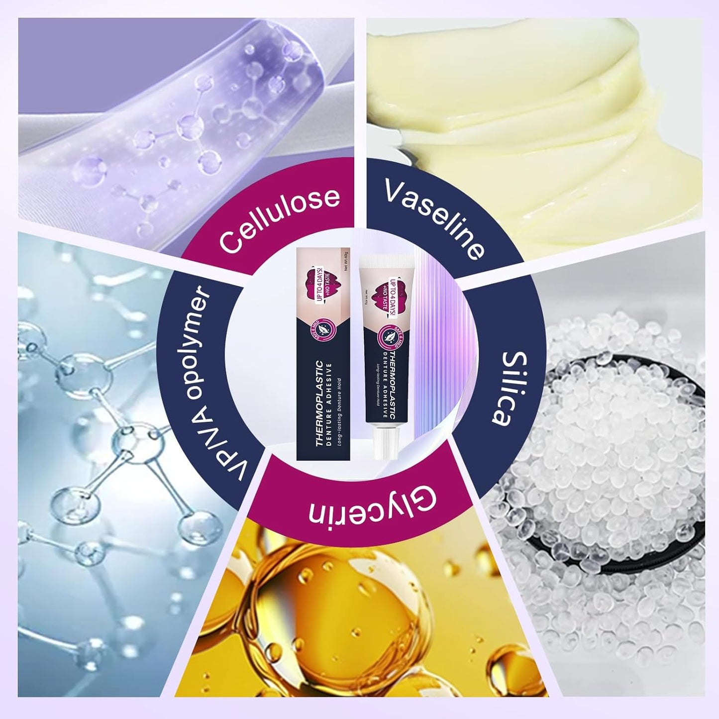 2Pcs Thermoplastic Denture Adhesive, Refits and Tightens Loose Upper and Lower Dentures and Partials, Comfortable, Secure Denture Grip for Up to 4 Days