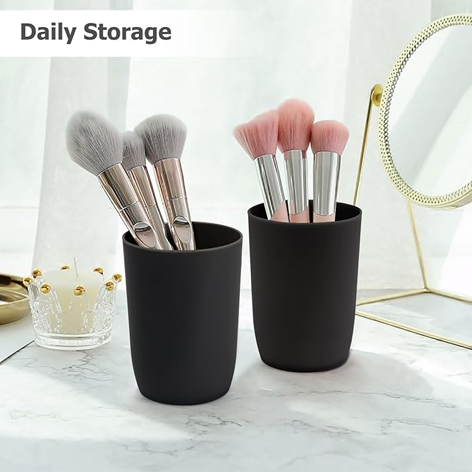 Topsky 4-Pack Bathroom Tumbler - Plastic, Reusable Drinkware for Toothbrush, Mouthwash, Brushing